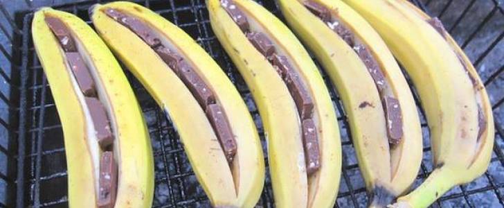 Banana assada com chocolate