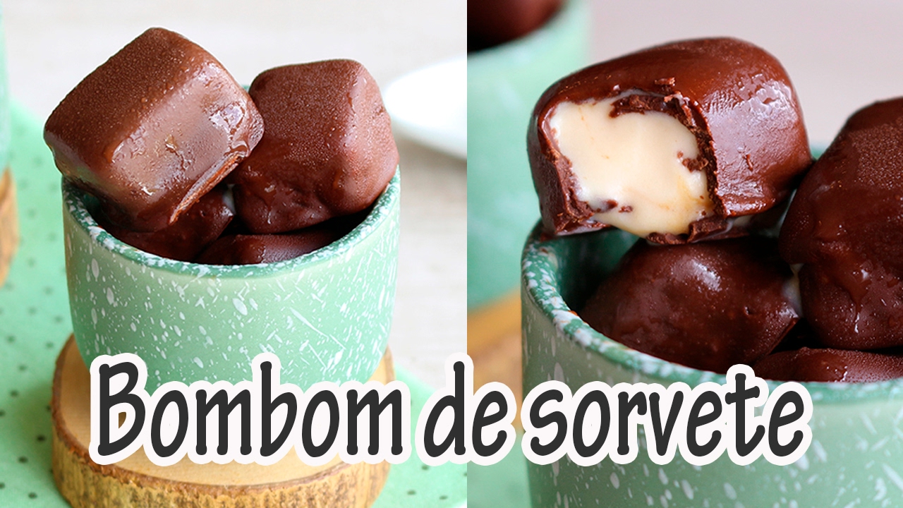  bombom gelado de sorvete com cobertura de chocolate