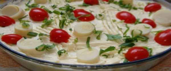 Salada de maionese com palmito simples